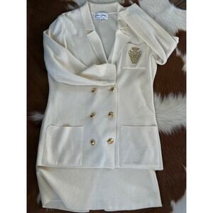 Vintage Cream Knit Skirt Suit Set | Arthur Kober Tricoville London DISPA Sz 10